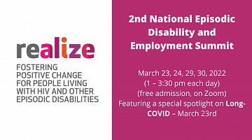 Realize Canada Logo and details of the 2nd National Episodic disability and employment summit