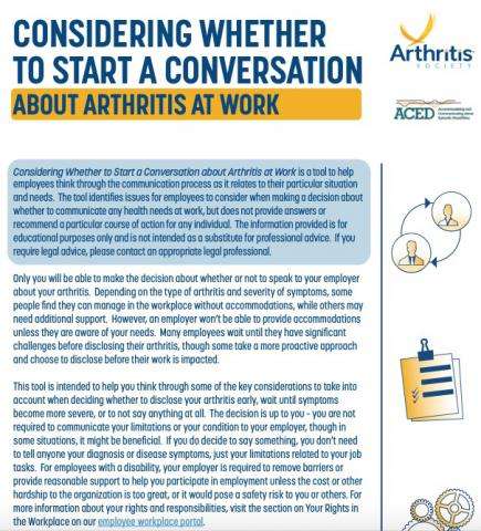 View of front page of handout called Considering Whether to Start a Conversation